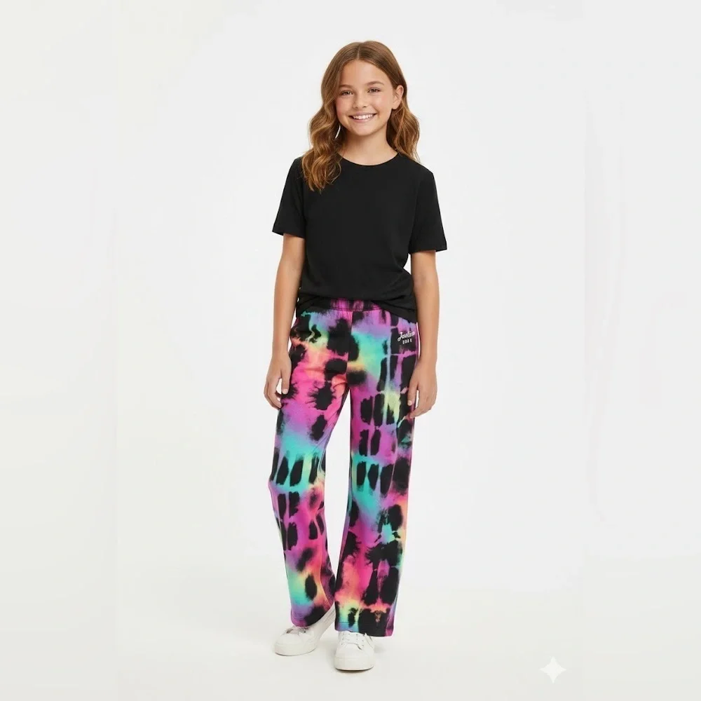 Justice Girls Fleece Wide Leg Pants Multicolor